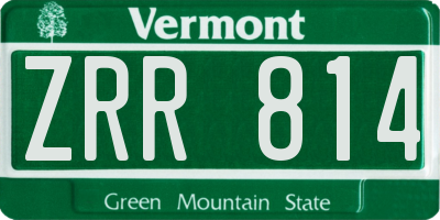VT license plate ZRR814
