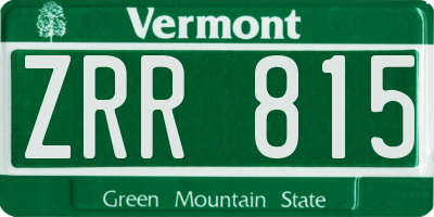 VT license plate ZRR815