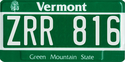 VT license plate ZRR816
