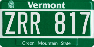 VT license plate ZRR817