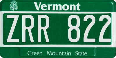 VT license plate ZRR822