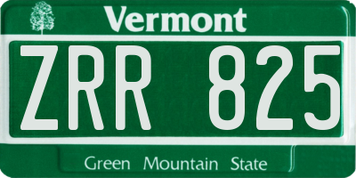 VT license plate ZRR825