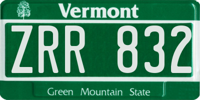VT license plate ZRR832