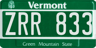 VT license plate ZRR833
