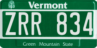 VT license plate ZRR834