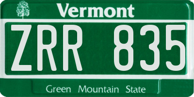 VT license plate ZRR835
