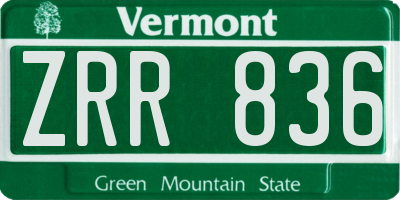 VT license plate ZRR836