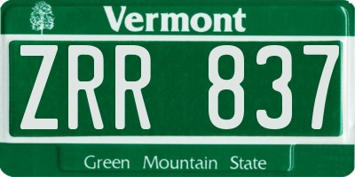 VT license plate ZRR837
