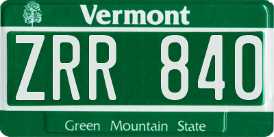 VT license plate ZRR840