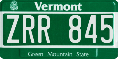 VT license plate ZRR845