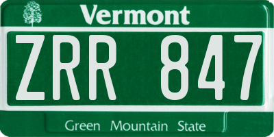 VT license plate ZRR847