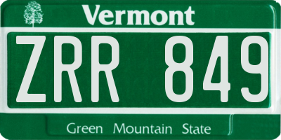 VT license plate ZRR849