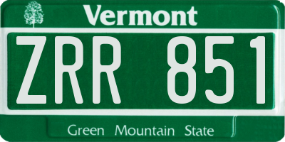VT license plate ZRR851