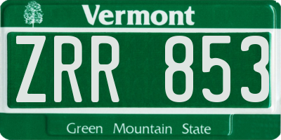 VT license plate ZRR853