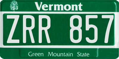 VT license plate ZRR857