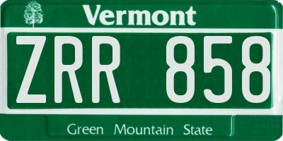 VT license plate ZRR858