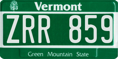 VT license plate ZRR859