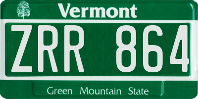 VT license plate ZRR864