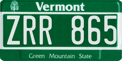VT license plate ZRR865