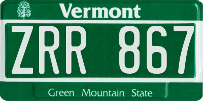 VT license plate ZRR867