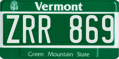VT license plate ZRR869