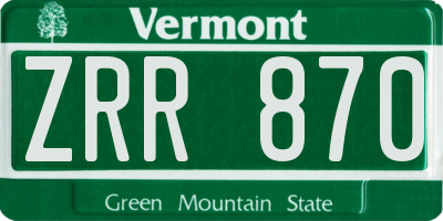 VT license plate ZRR870