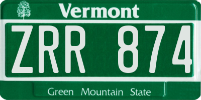 VT license plate ZRR874