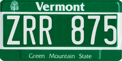 VT license plate ZRR875