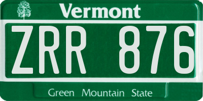 VT license plate ZRR876