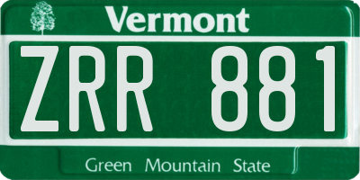 VT license plate ZRR881