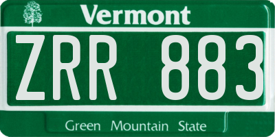 VT license plate ZRR883