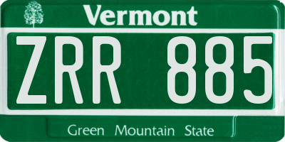VT license plate ZRR885