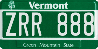 VT license plate ZRR888