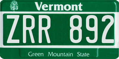 VT license plate ZRR892