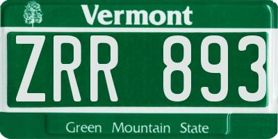VT license plate ZRR893