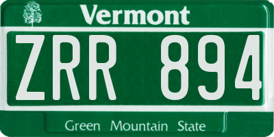 VT license plate ZRR894