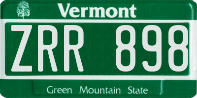 VT license plate ZRR898
