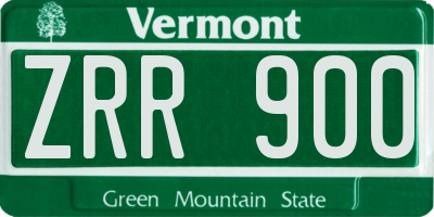 VT license plate ZRR900