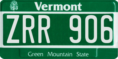 VT license plate ZRR906
