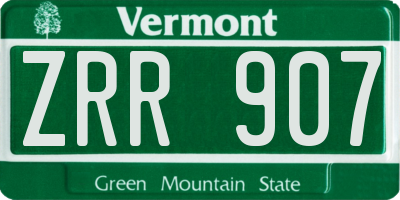 VT license plate ZRR907