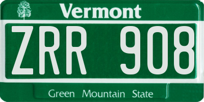 VT license plate ZRR908