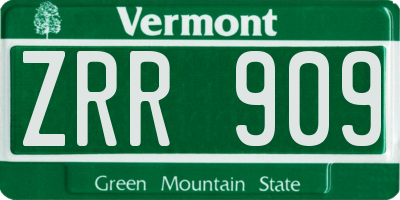 VT license plate ZRR909