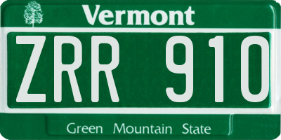 VT license plate ZRR910