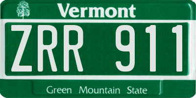 VT license plate ZRR911