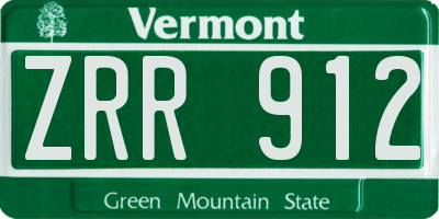 VT license plate ZRR912
