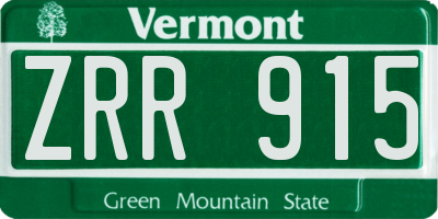 VT license plate ZRR915