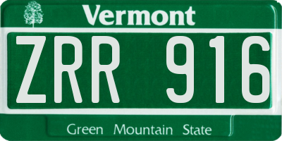 VT license plate ZRR916