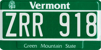 VT license plate ZRR918