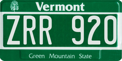 VT license plate ZRR920