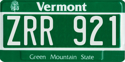 VT license plate ZRR921